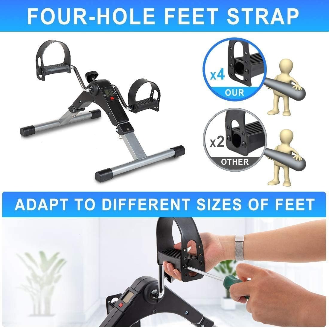 Pedal exerciser adjustable resistance knob