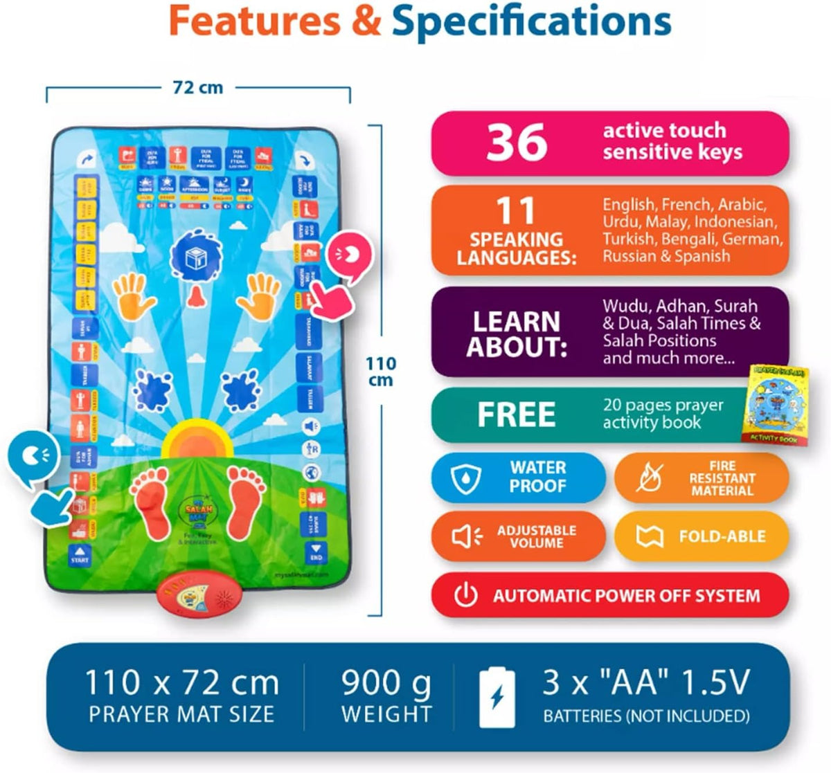 Prayer mat 7 languages interface