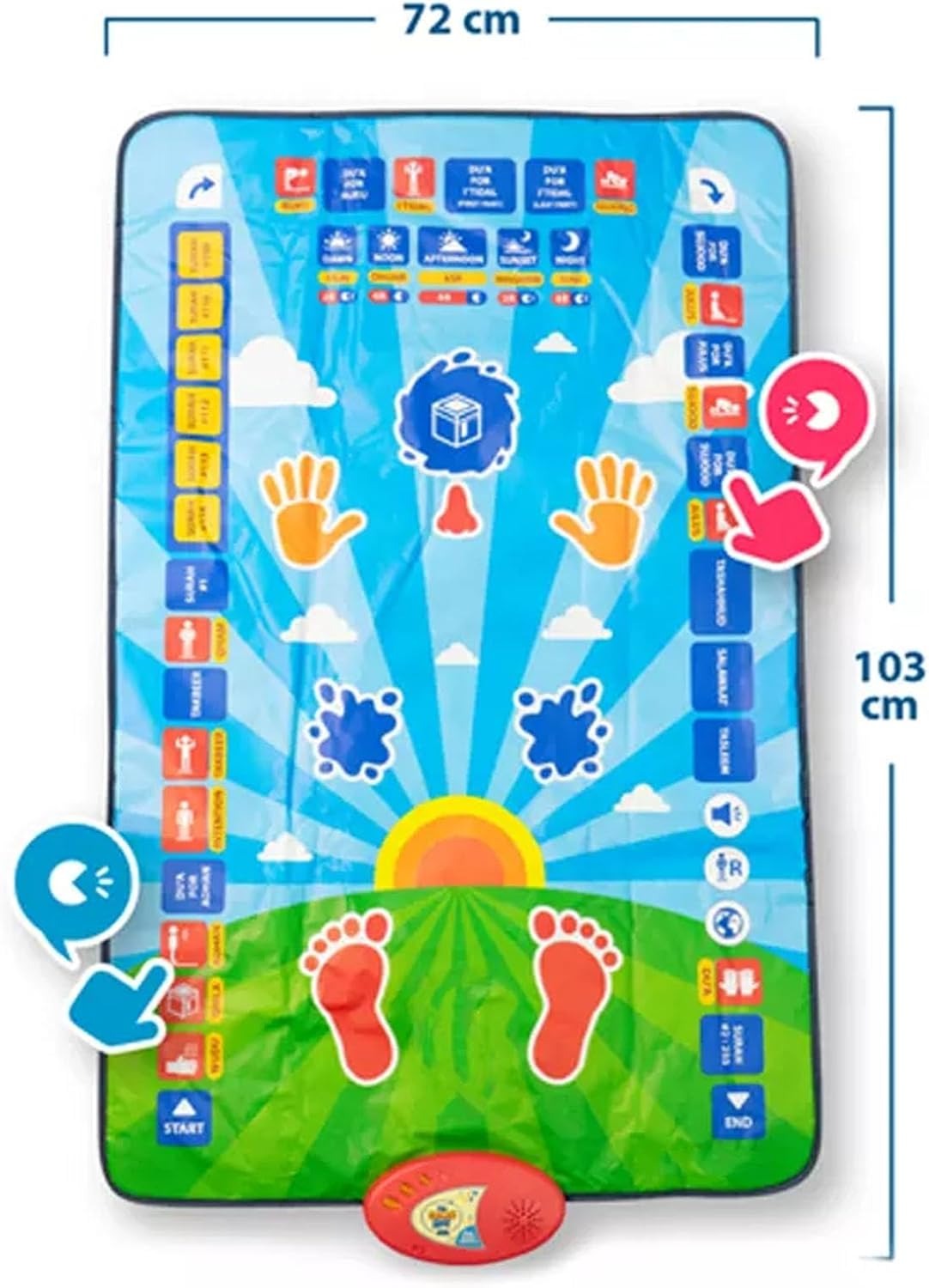 Prayer mat touch sensitive buttons