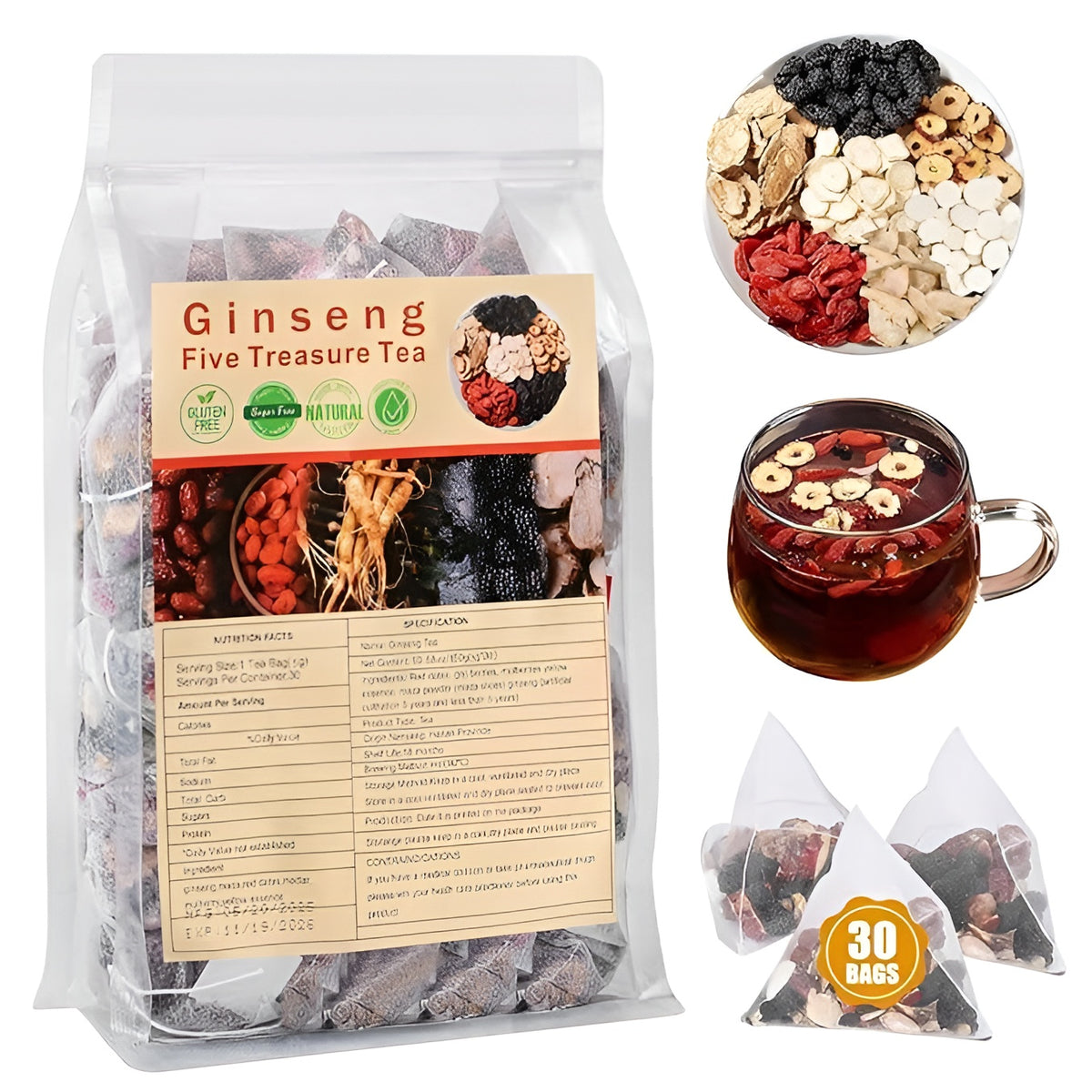 Ginseng Five Treasure Tea package