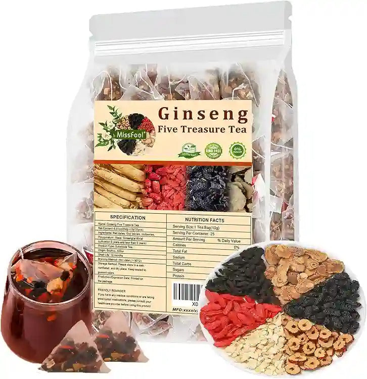 Ginseng Five Treasure Tea bags packaging